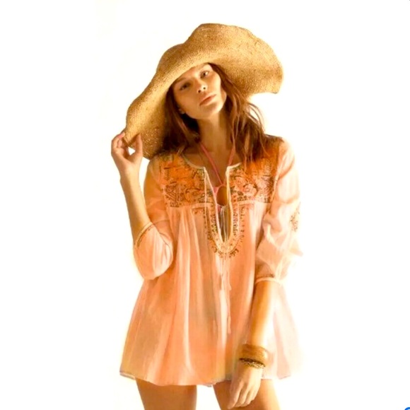 Calypso St. Barth Tie Dye Embroidered Blouse Size 0 - Picture 1 of 6